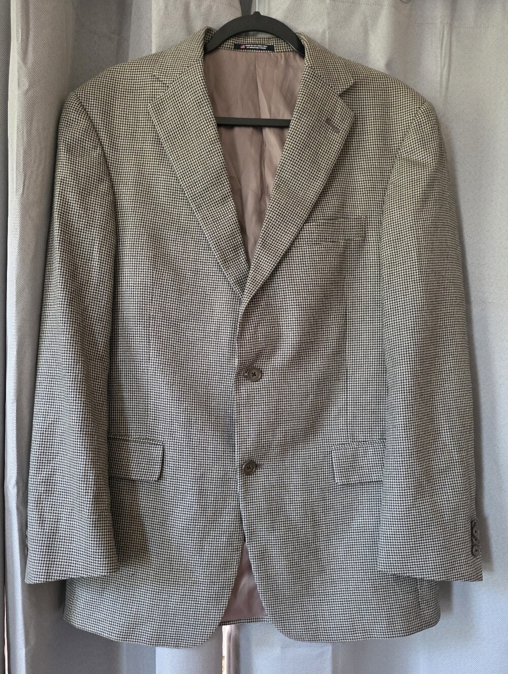 Hart Schaffner Marx houndstooth sport coat Navy Beige 40 R